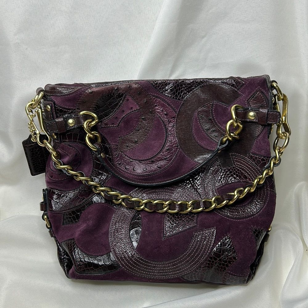 Coach Limited Edition Plum Suede and Leather Bag w/cover